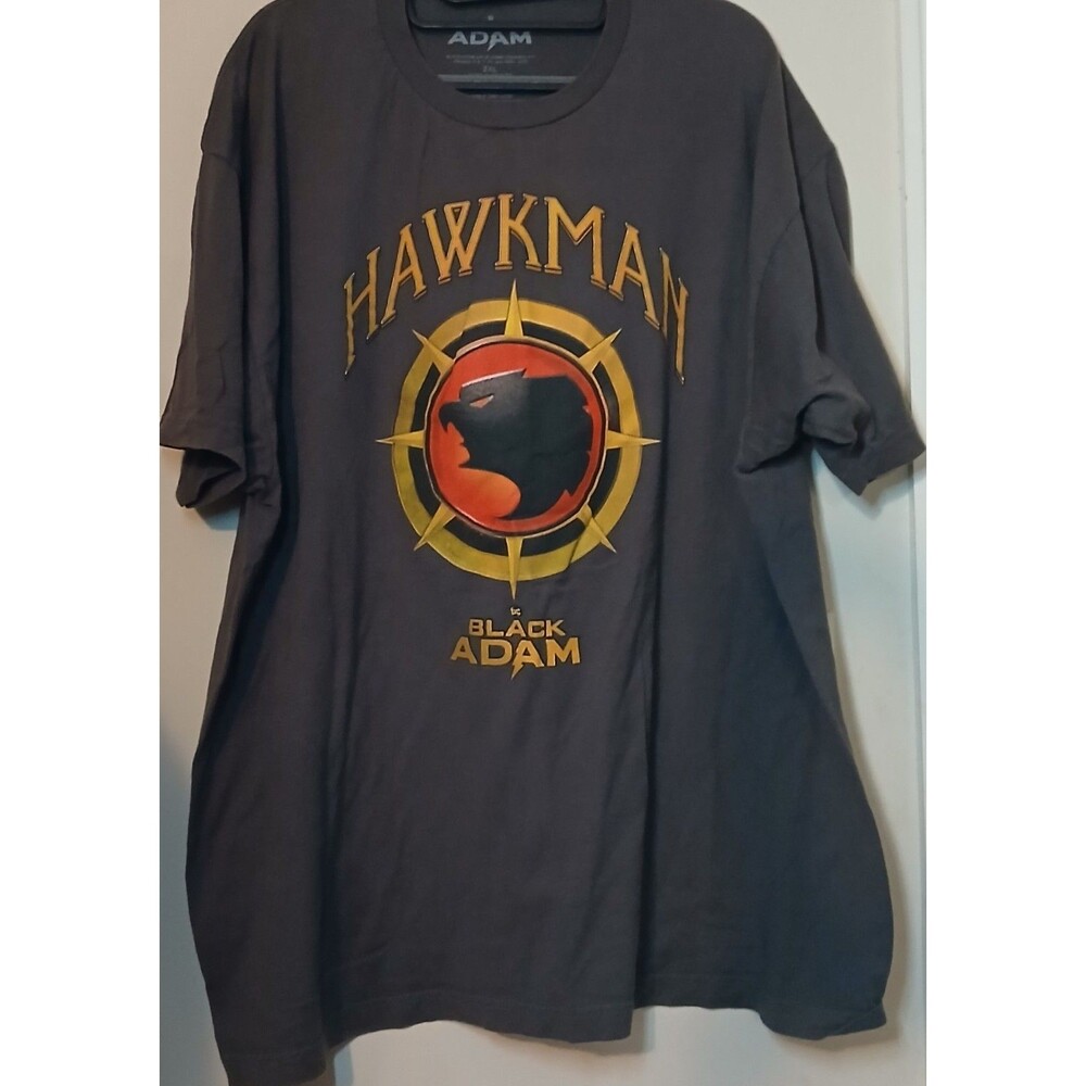 DC Black Adam Hawkman Graphic T-Shirt Men's 2XL Gray 100% Cotton Superhero Tee